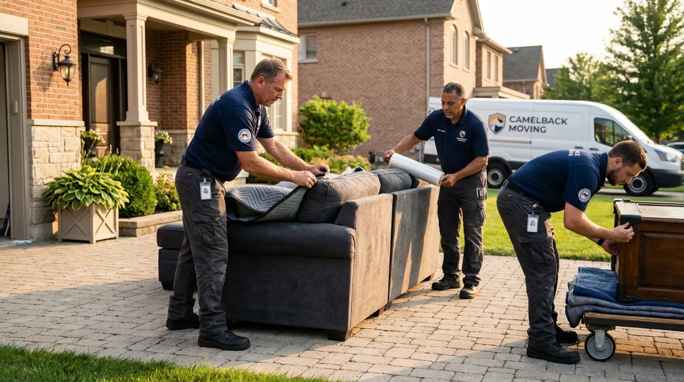 Large estate moving crew wrapping furniture in Windsor, CO